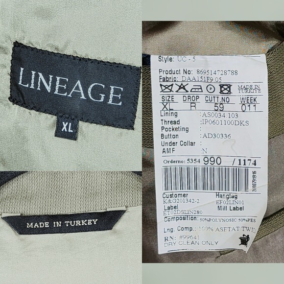 Lineage Mens XL Button Up Blazer Jacket Beige Made in‎ Turkey Preppy Lightweight - Picture 4 of 12